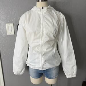 Manfinity Hiking Hoodie Windbreaker White Mesh Lining W/ Pockets, White, Small